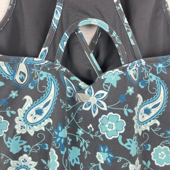 Marika Floral Print Tank Top - Gray and Teal - Picture 5 of 7